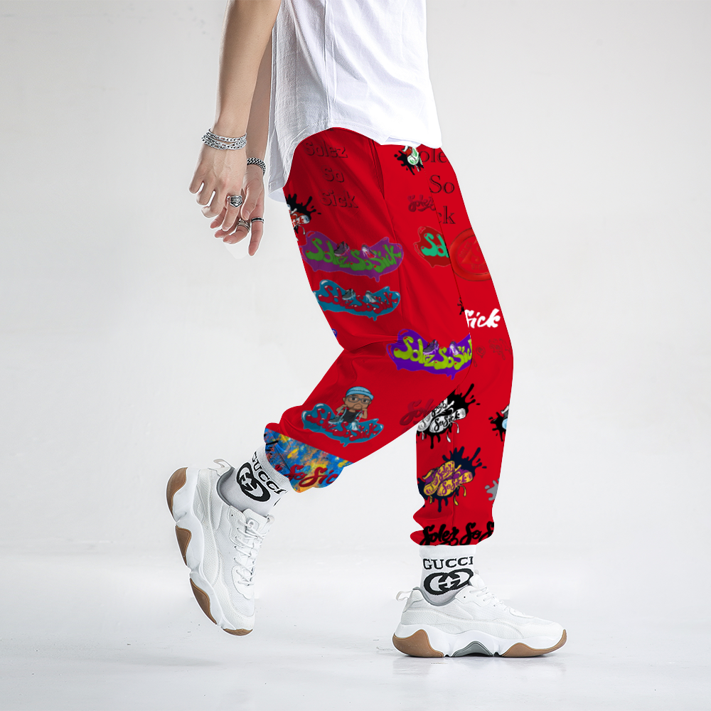 Windbreaker Pants Multi-Logo (Red)