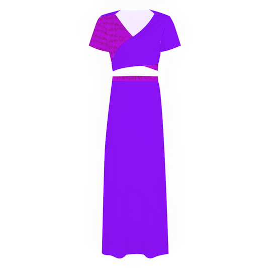 Women's Two Piece Outfit V-Neck Top and Long Skirt Set