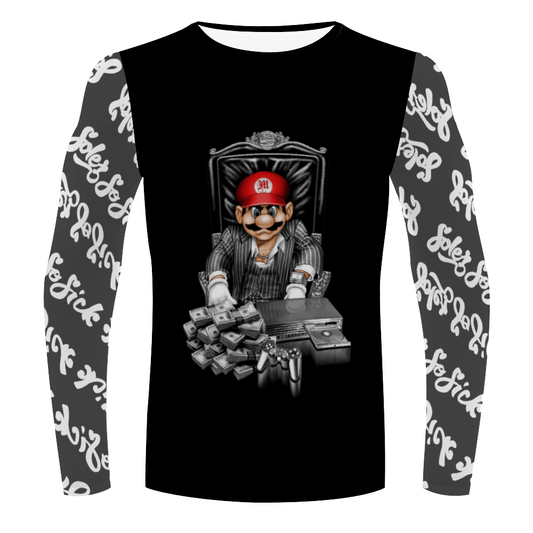 S3 x Mario Long Sleeve Tees In Black w/Dark Gray