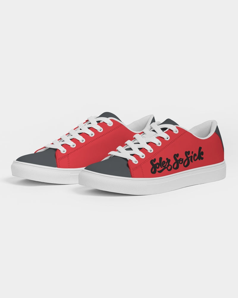 Men's Faux-Leather Sneaker (Red and Dark Gray)