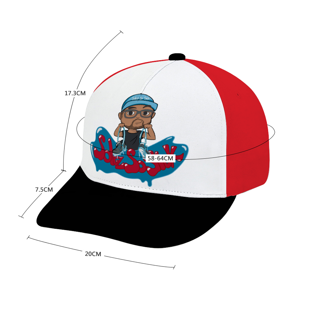 Baseball Hat with Cartoon Logo (Black, Red and White)