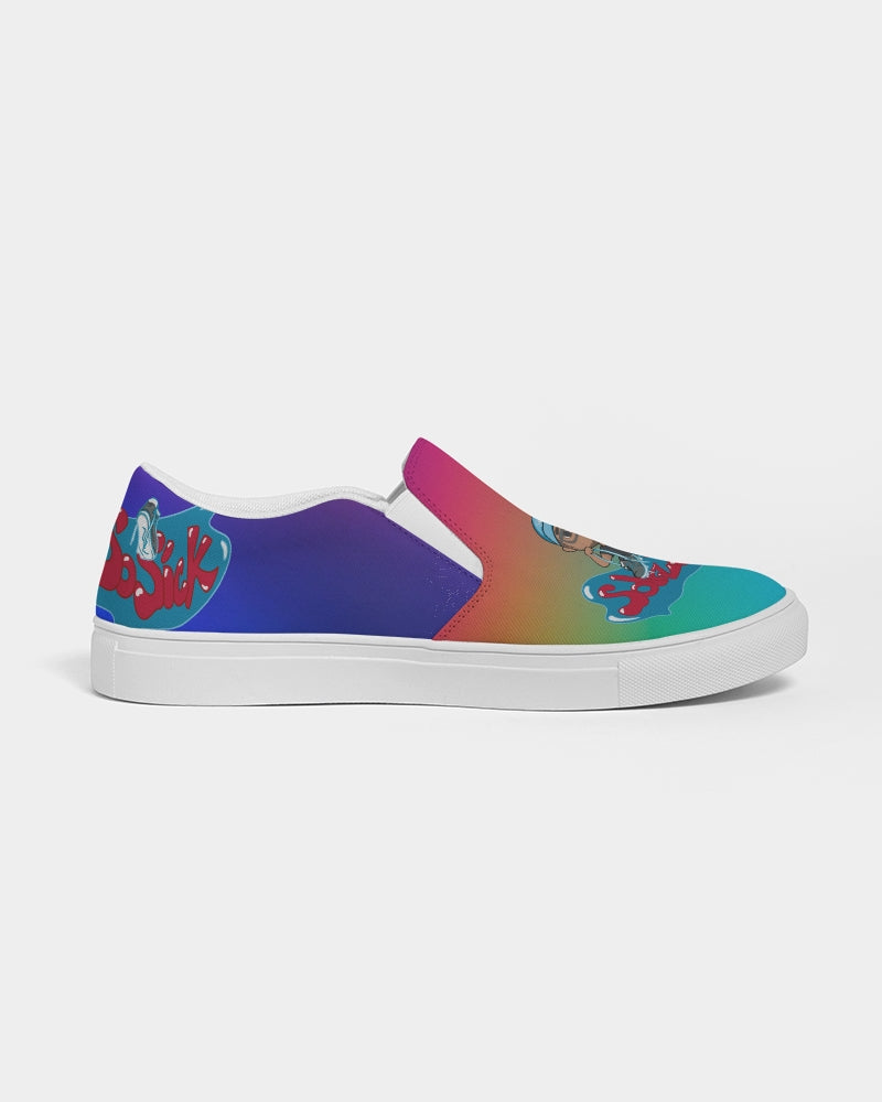 Women's Slip-On Canvas Shoe with Cartoon Logo (Rainbow)