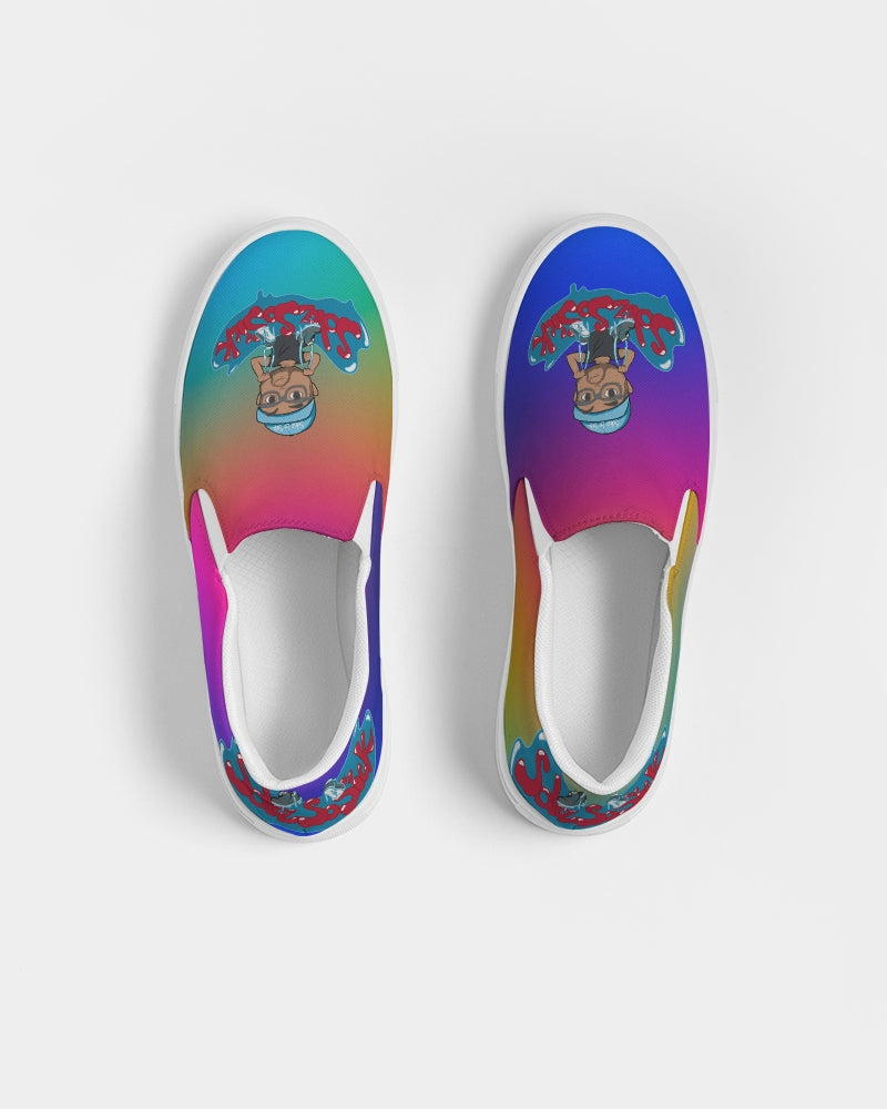 Women's Slip-On Canvas Shoe with Cartoon Logo (Rainbow)