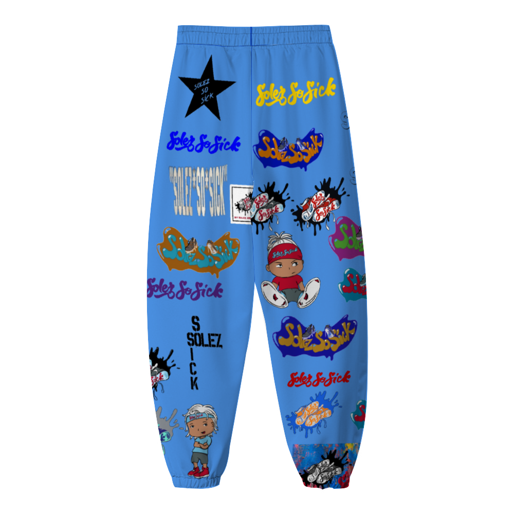 Windbreaker Pants Multi-Logo (Baby Blue)