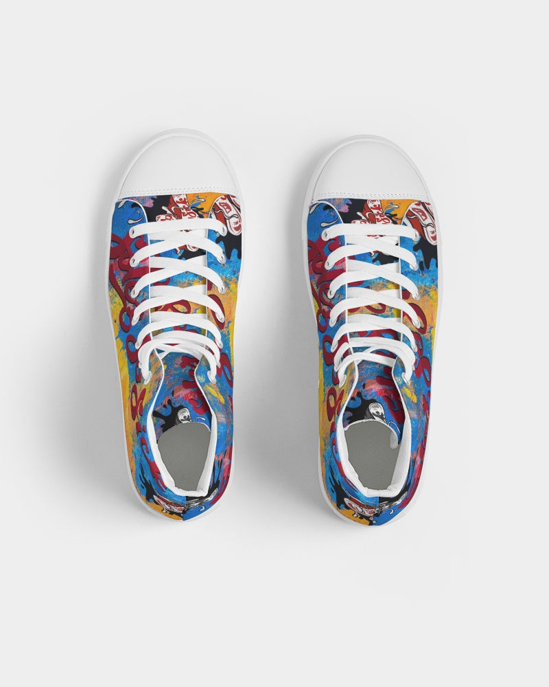 Women's High Top Canvas Shoe (Multi-Color Graffiti)