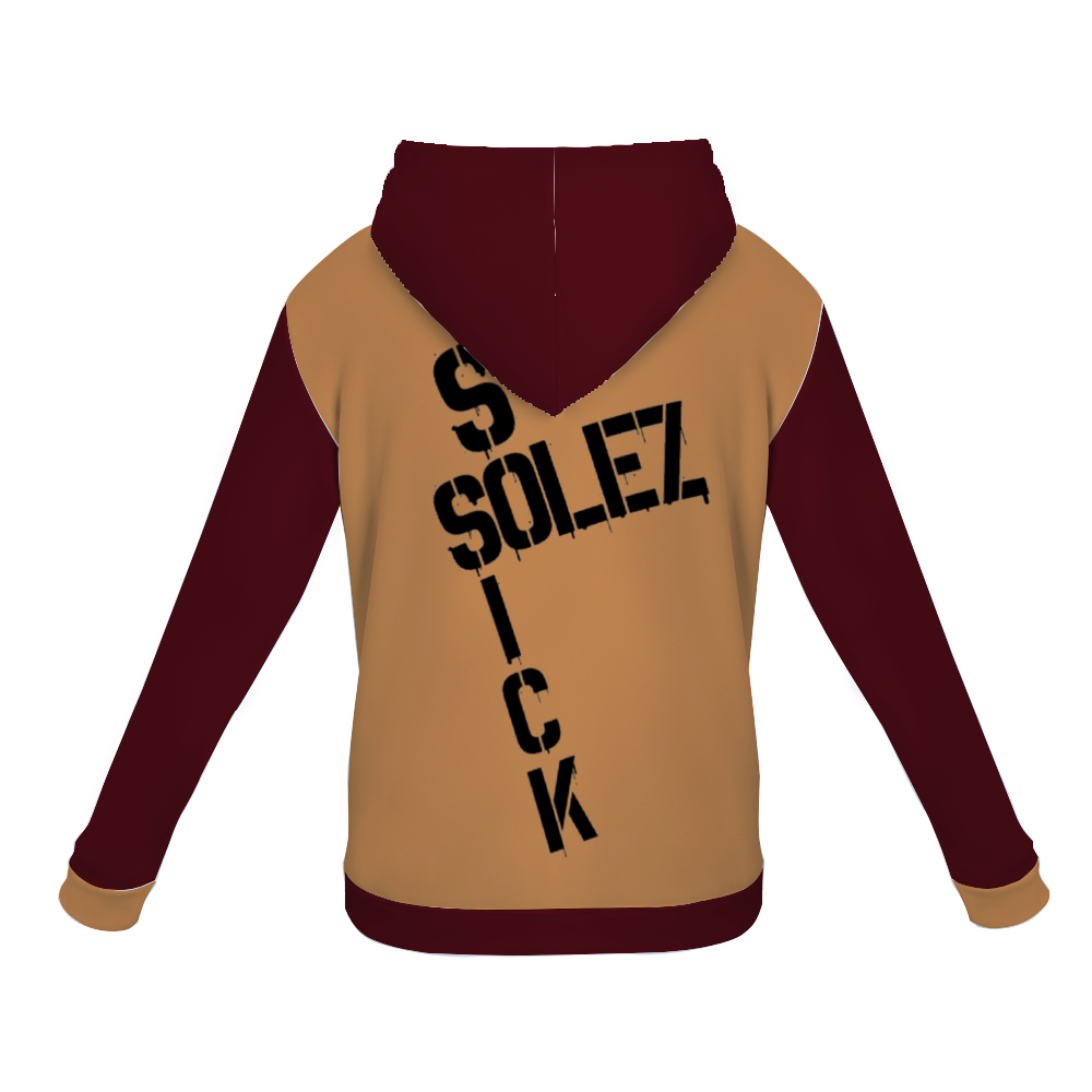 "Quoted" Plush Hoodie with Pockets (Tan and Burgundy)