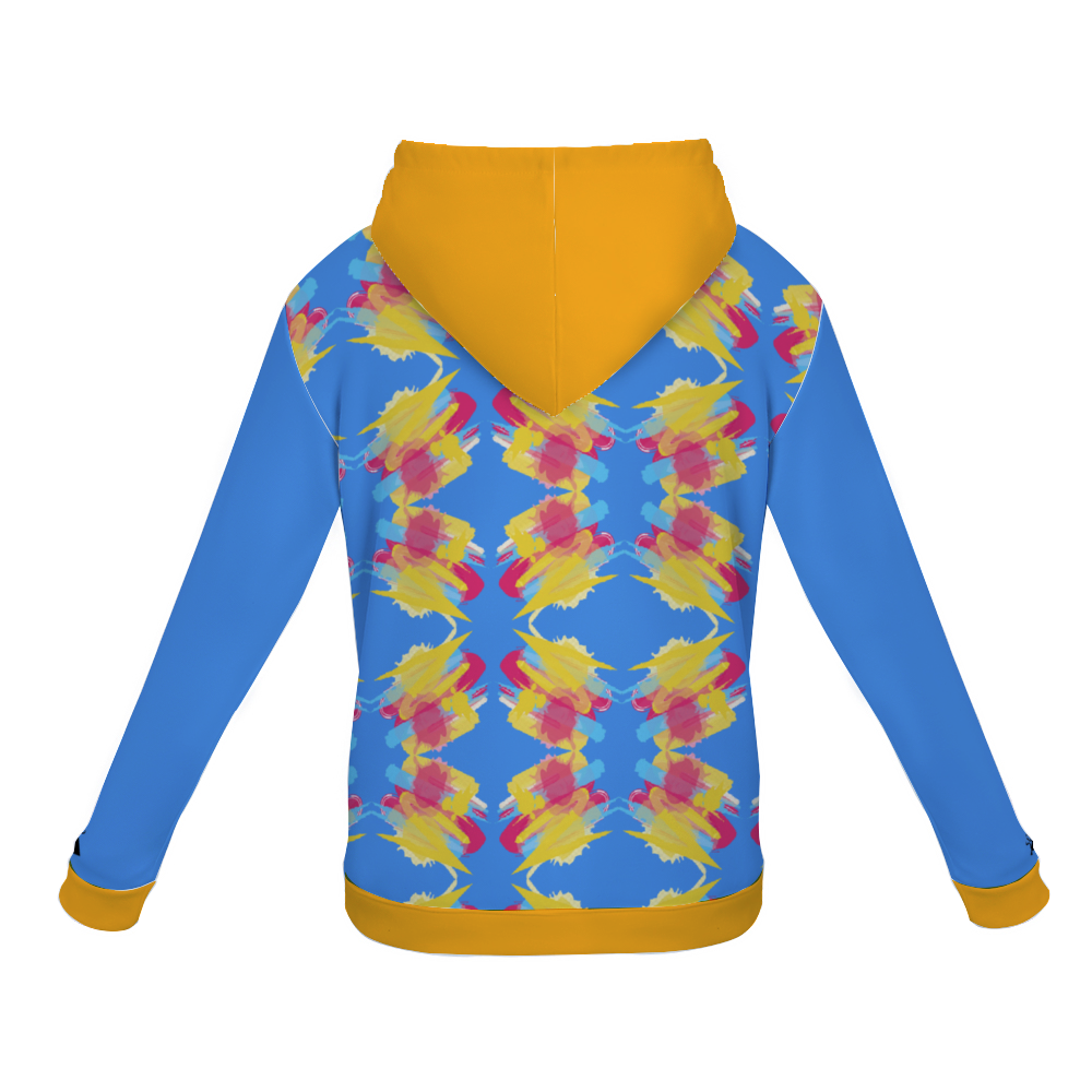 Splatter Design Hoodie with Pockets In Baby Blue w/Gold