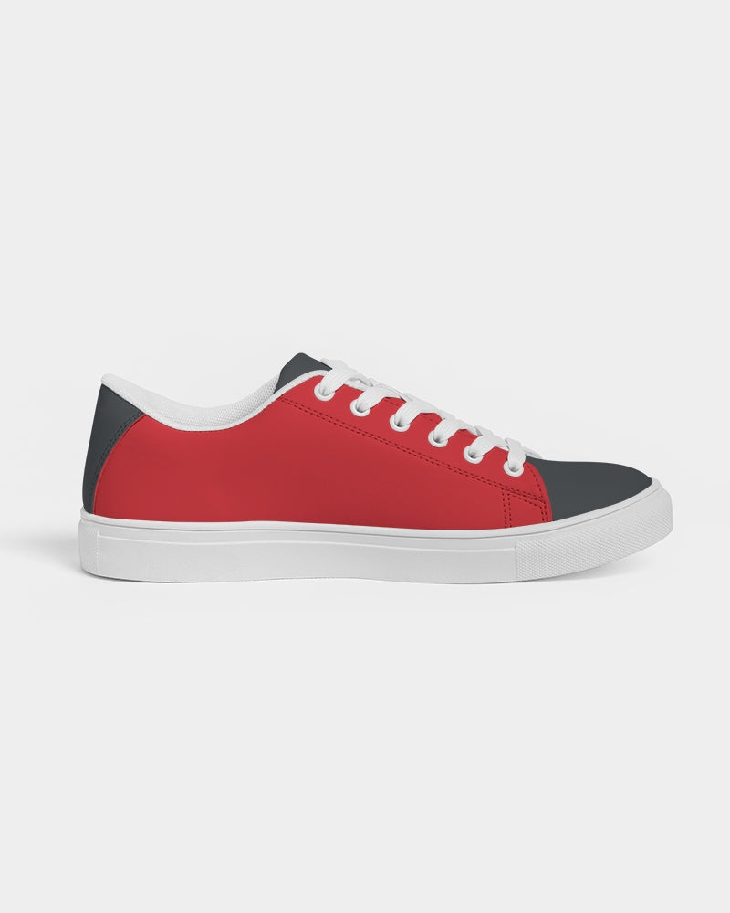 Men's Faux-Leather Sneaker (Red and Dark Gray)