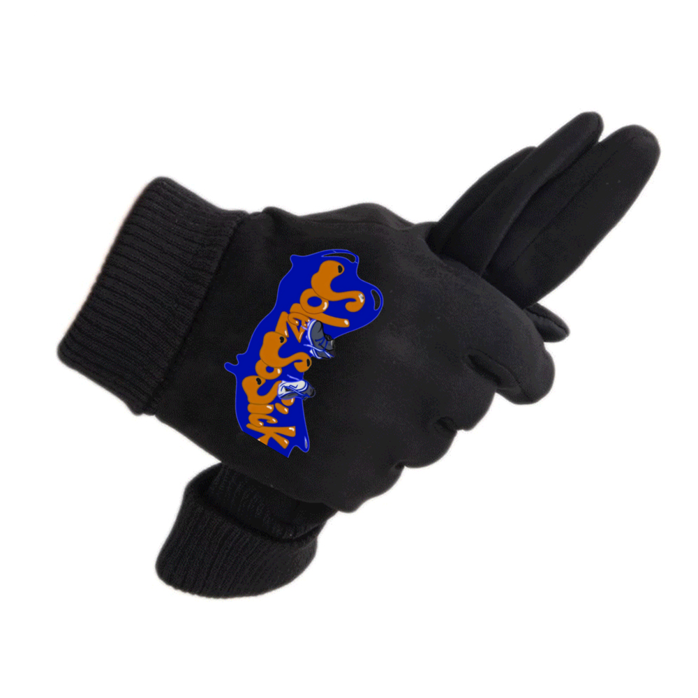 Suede Winter Gloves With Sensitive Touch Screen Fingers with Cartoon Logo (Multiple Colors)