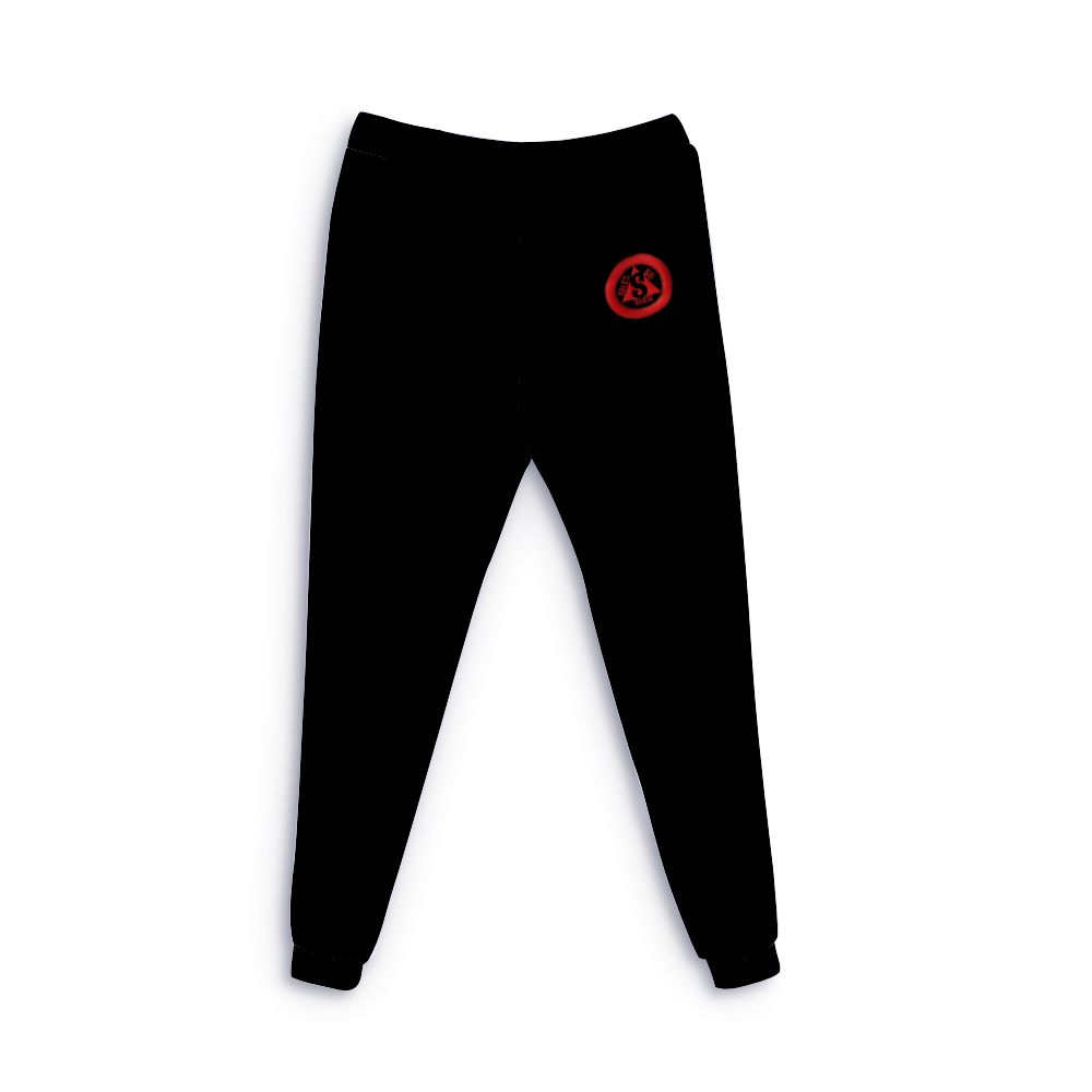 Sweatpants with Red Circle Design (Black)