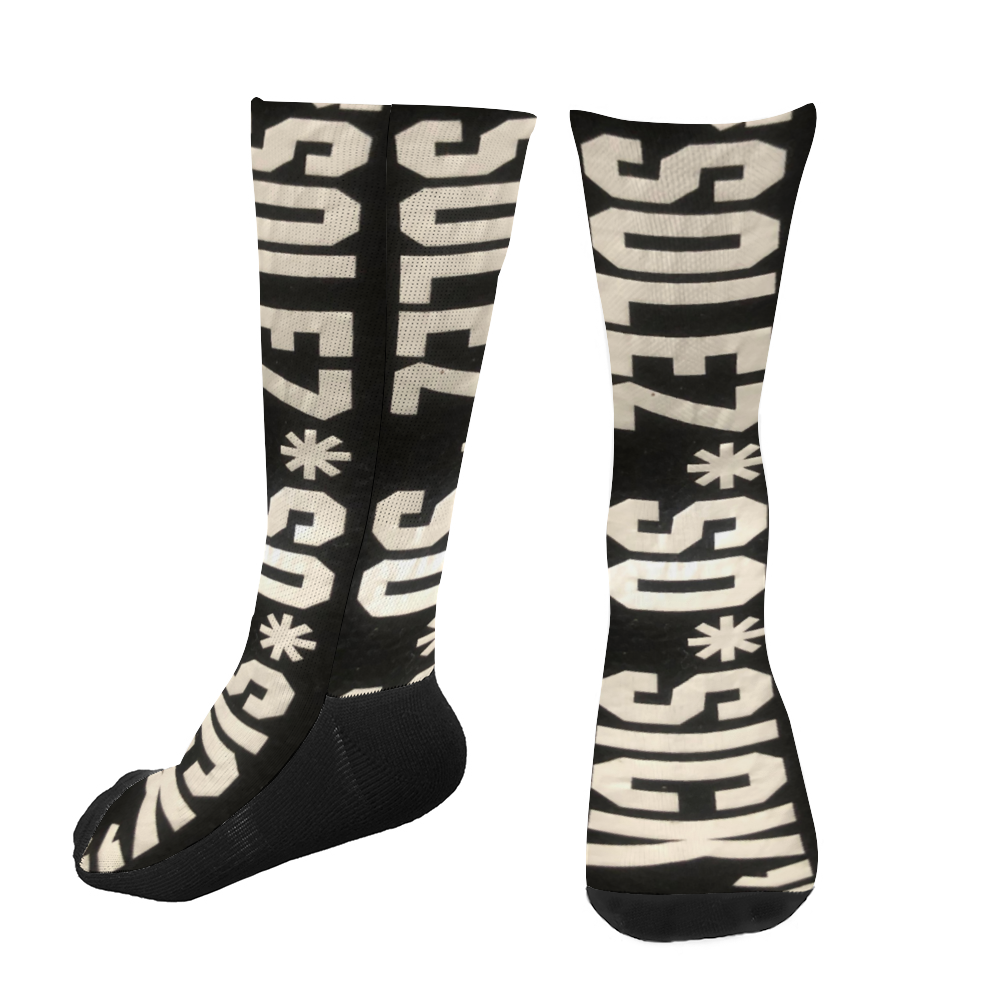 SolezSoSick Long Socks with Black Heel