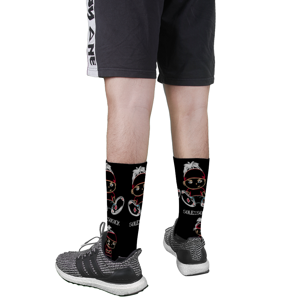 SolezSoSick Long Socks with Black Heel