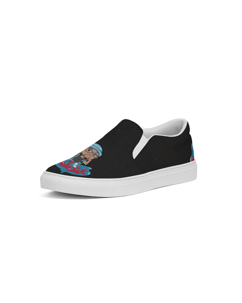 Men's Slip-On Canvas Shoe with Cartoon Logo (Black)