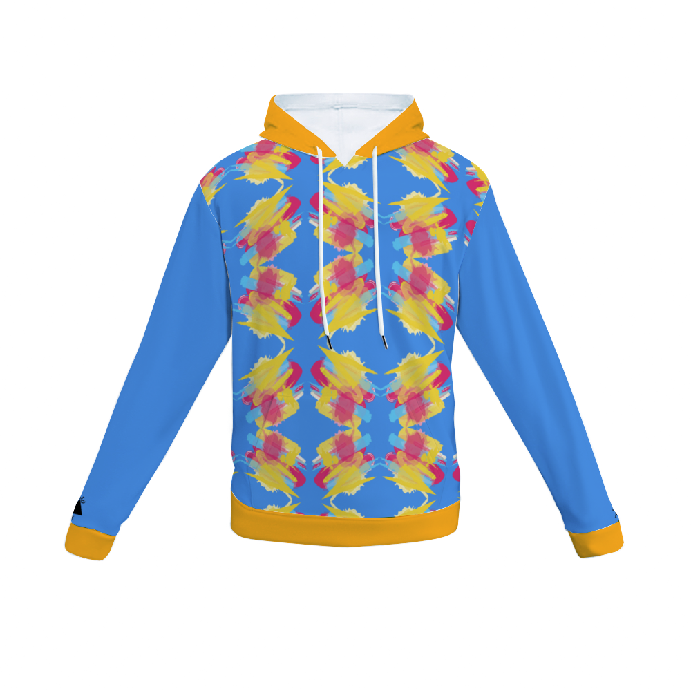 Splatter Design Hoodie with Pockets In Baby Blue w/Gold