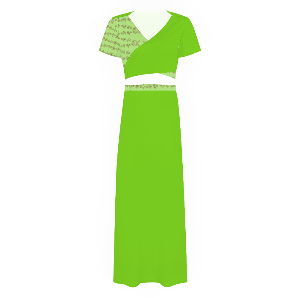 Women's Two Piece Outfit V-Neck Top and Long Skirt Set