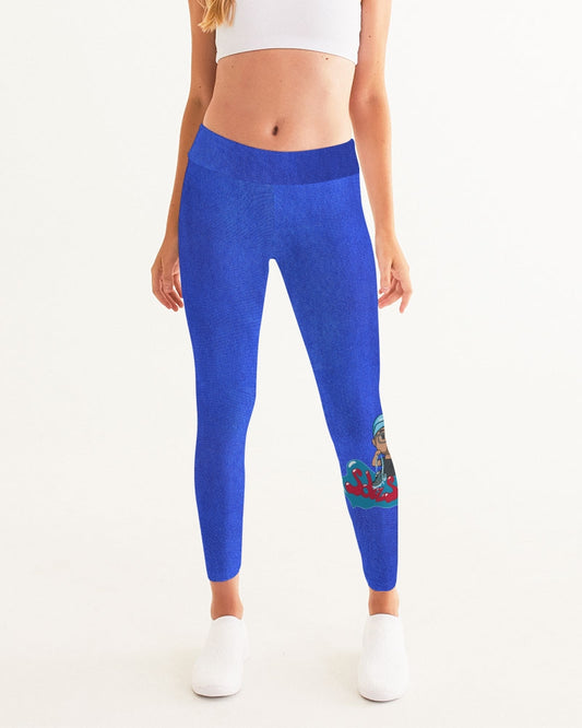 Women Yoga Pants with Cartoon Logo (Royal Blue)