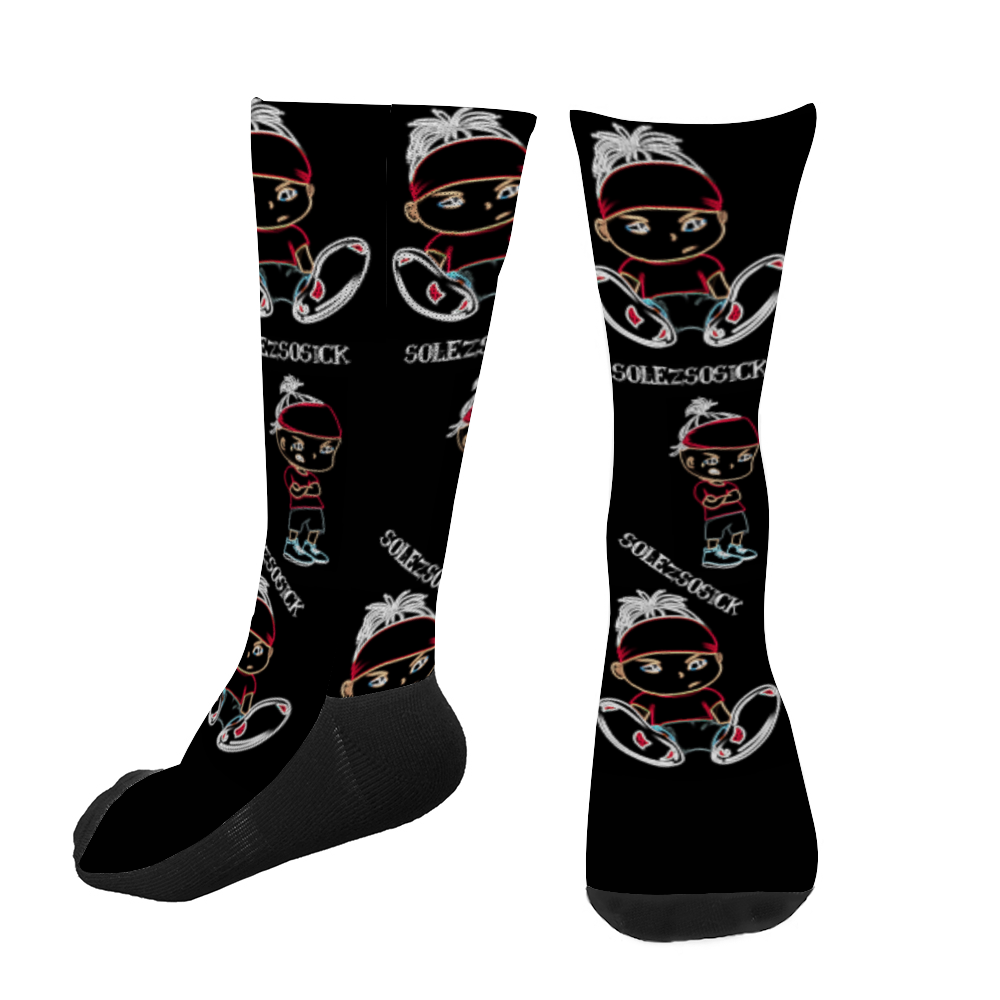 SolezSoSick Long Socks with Black Heel