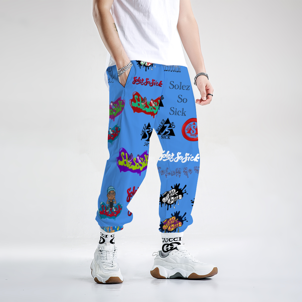 Windbreaker Pants Multi-Logo (Baby Blue)