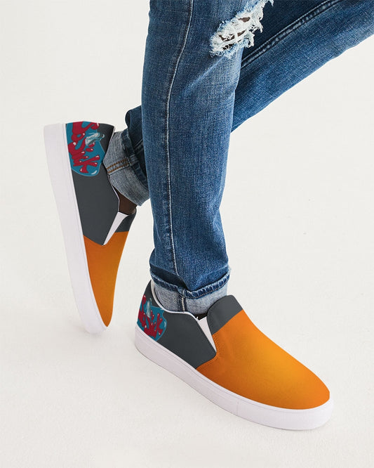 Men's Slip-On Canvas Shoe with Cartoon Logo (Orange)