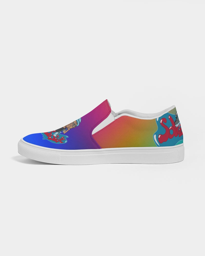 Women's Slip-On Canvas Shoe with Cartoon Logo (Rainbow)