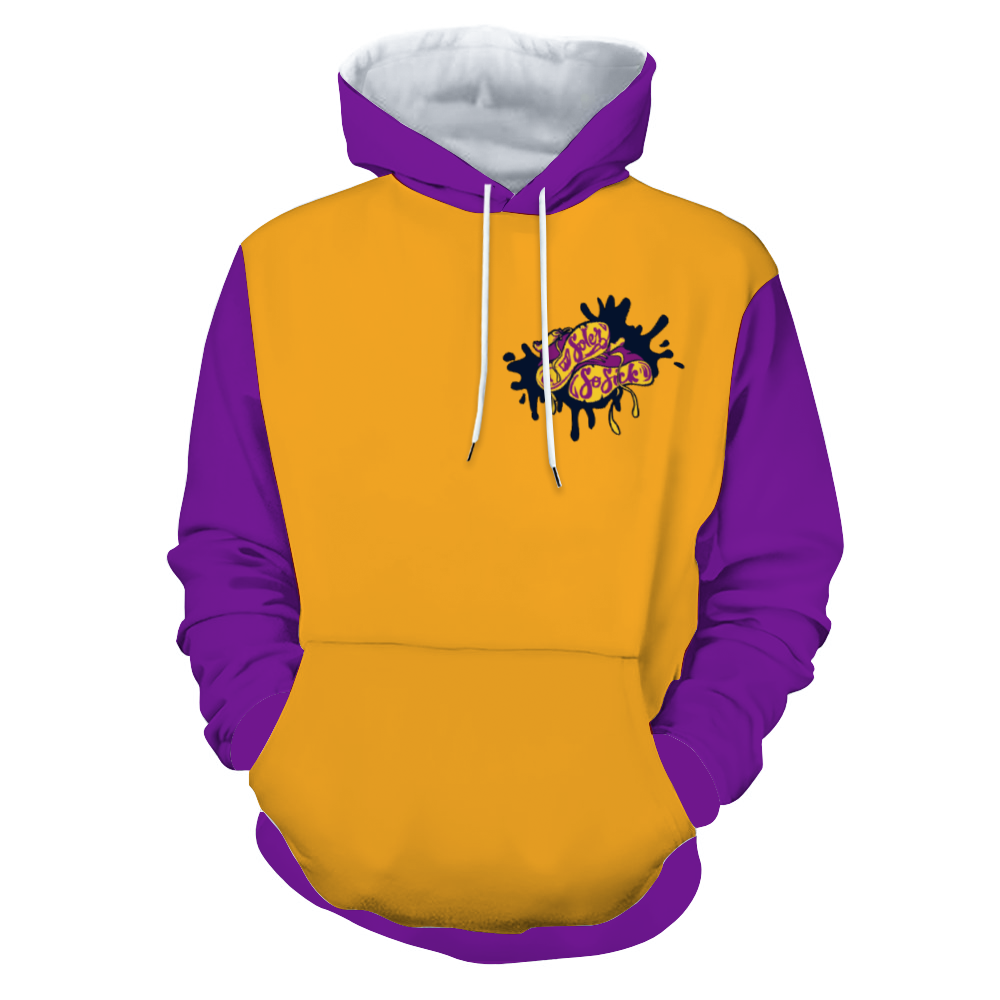 Splash Logo Plush Hoodie with Pockets In Gold w/Purple